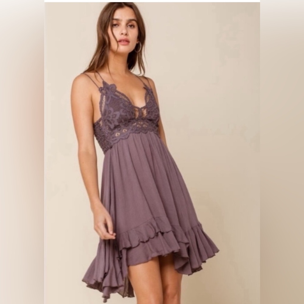 FREE PEOPLE ONE Adella Slip Dress Charcoal Purple S - Picture 4 of 15